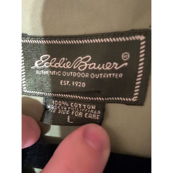 Lime Green Eddie Bauer L Button Up Collared Shirt With Left Breast Pocket - Picture 4 of 7